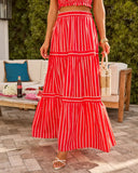 Warm Coast Cotton Striped Maxi Skirt