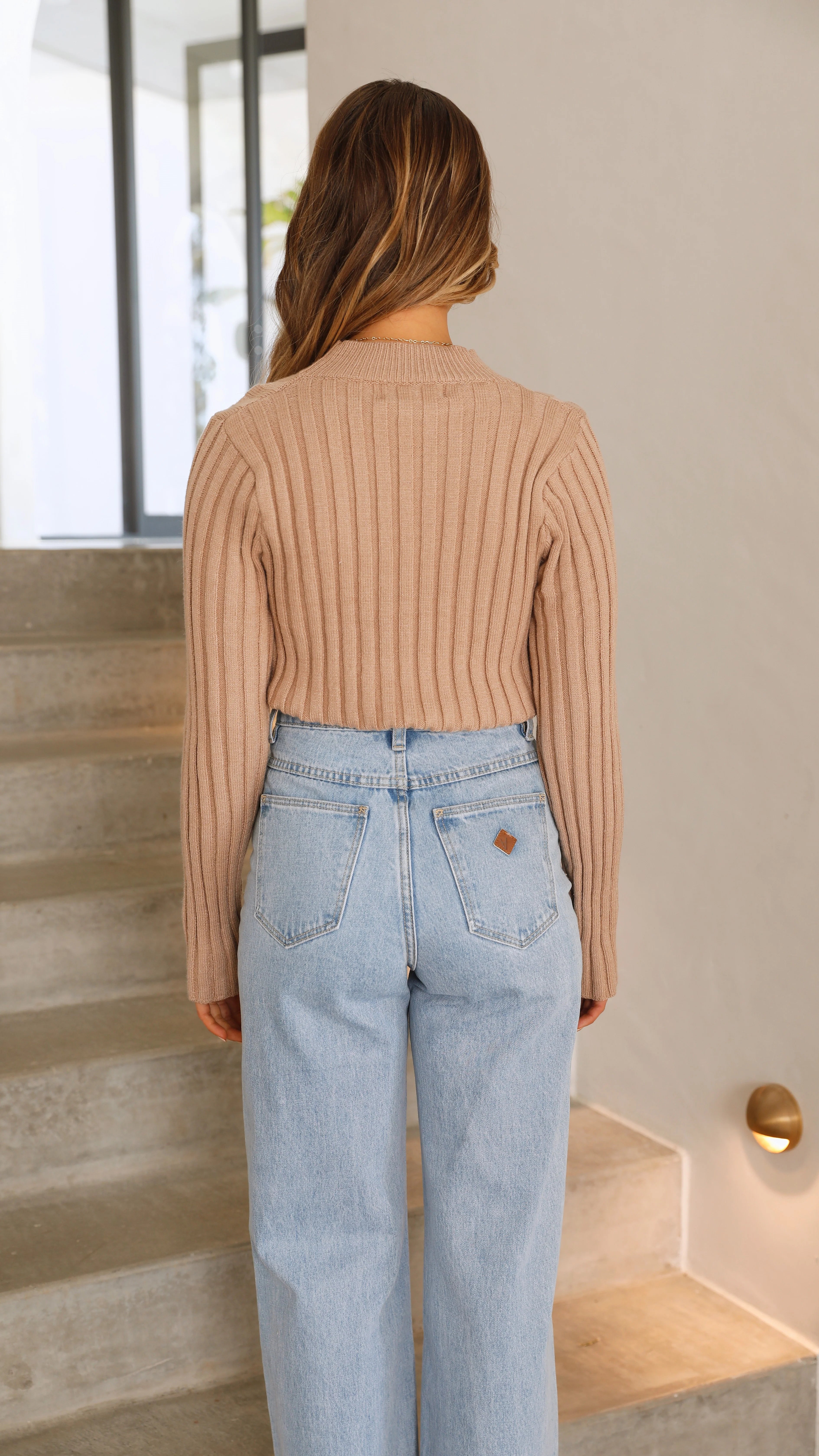 Imogen Long Sleeve Knit Crop Camel