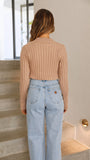 Imogen Long Sleeve Knit Crop Camel