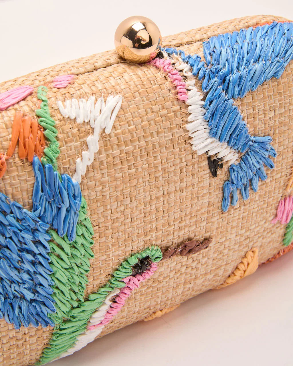 Island Charm Embroidered Tropical Clutch