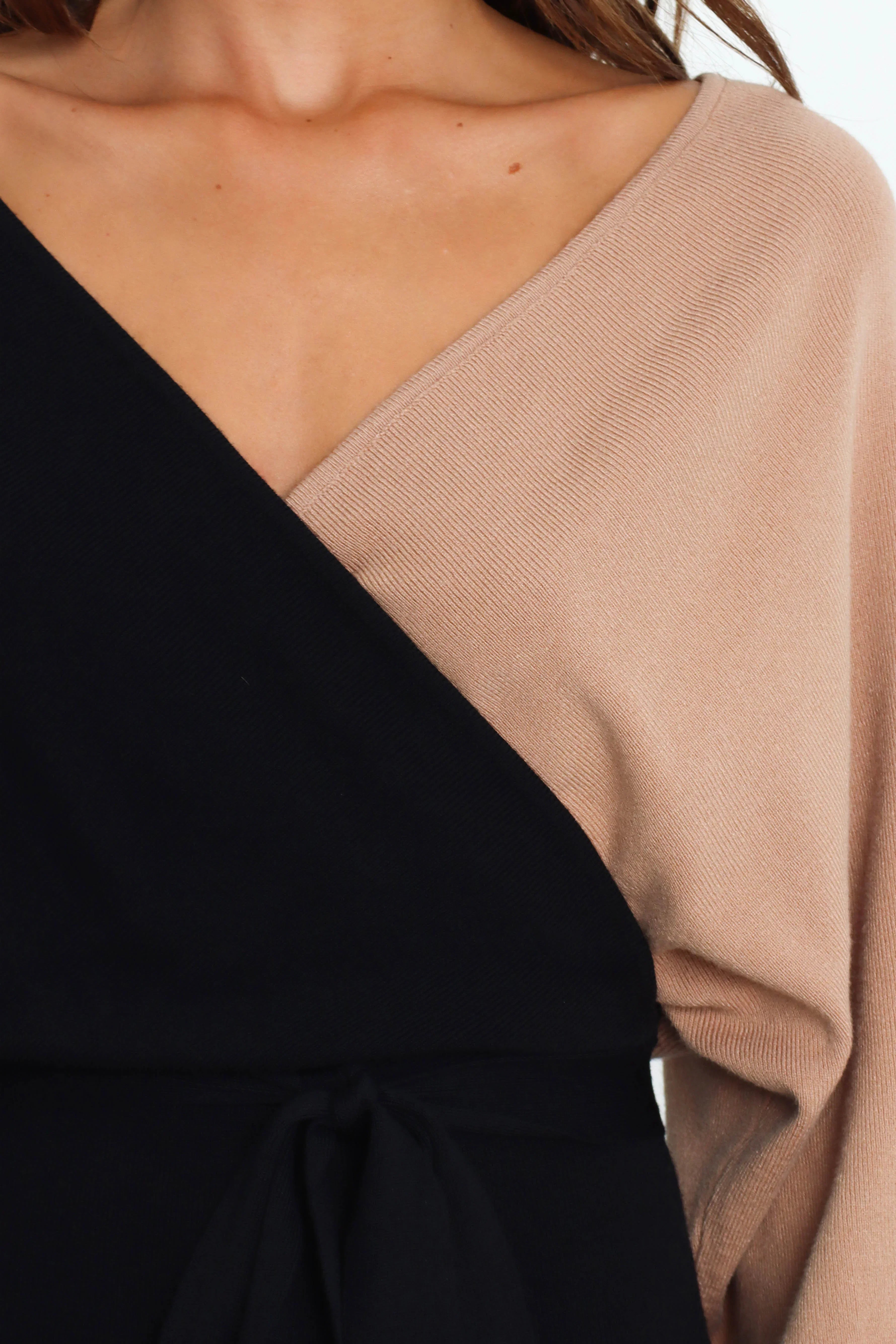 Nate Dress Black Beige