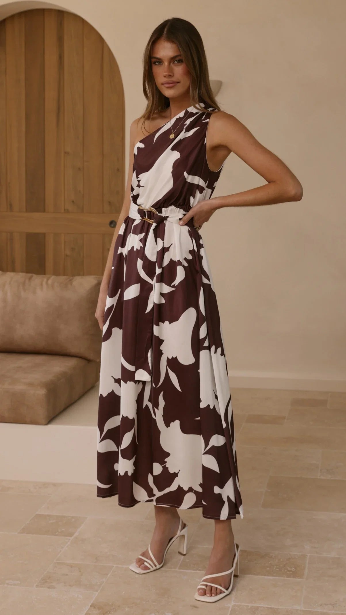Hadas Maxi Dress Chocolate White Print