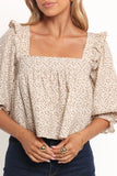 Belakey Top Ivory Brown Floral