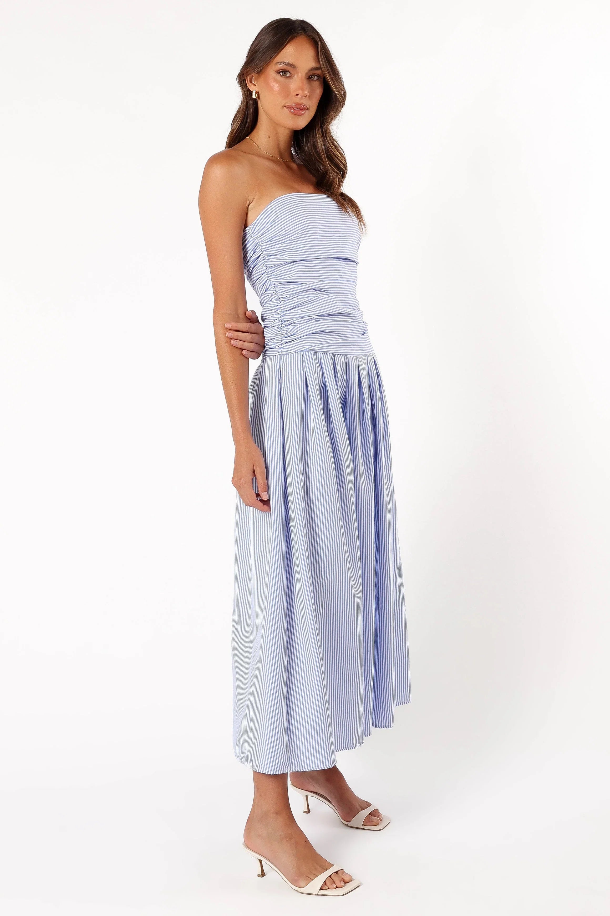 Avalee Strapless Maxi Dress Blue Stripe