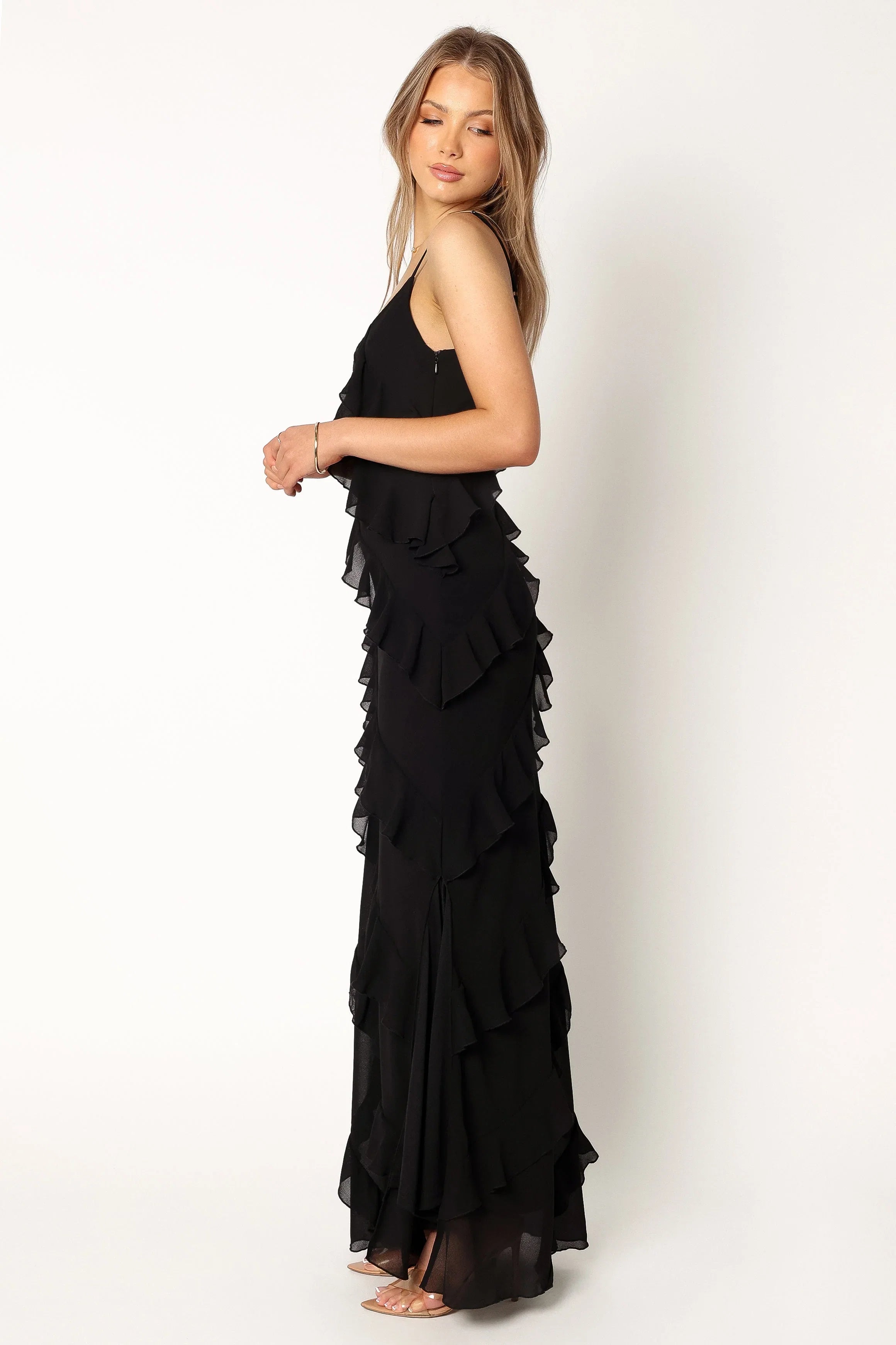 Ciao Ruffles Maxi Dress Black