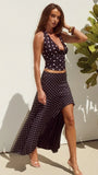 Melody Flounce Midi Skirt Black White Polka