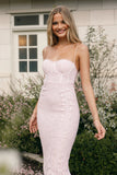 Allegra Lace Midi Dress Pink