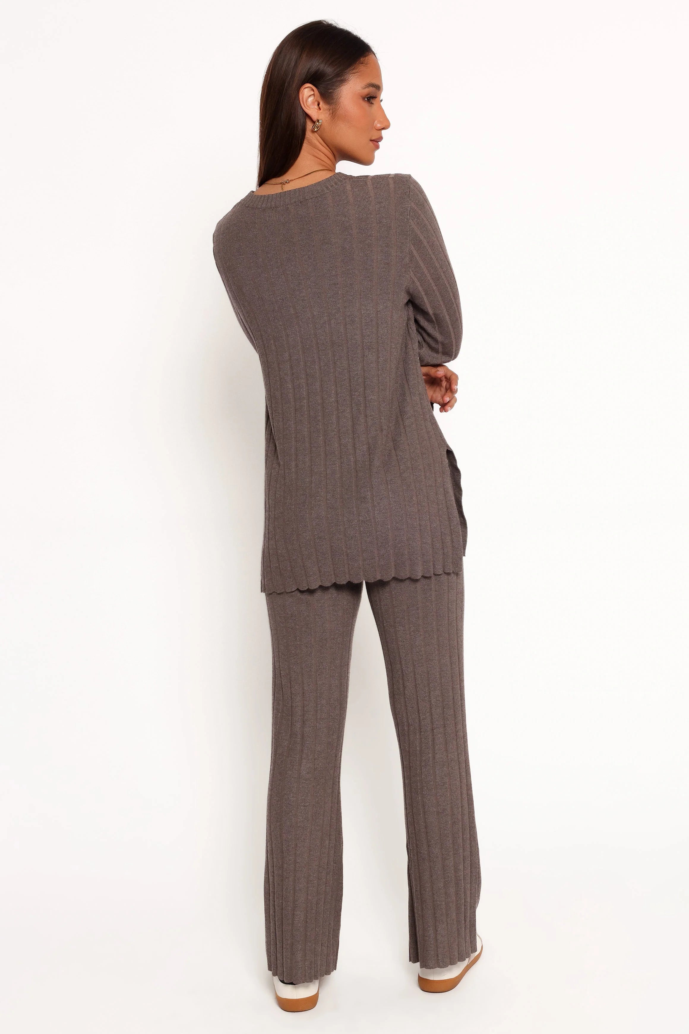 Silvie Long Sleeve Knitted Set Charcoal Grey