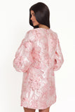 Treloar Long Sleeve Mini Dress Pink Brocade