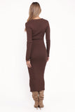 Collins Long Sleeve Midi Dress Chocolate