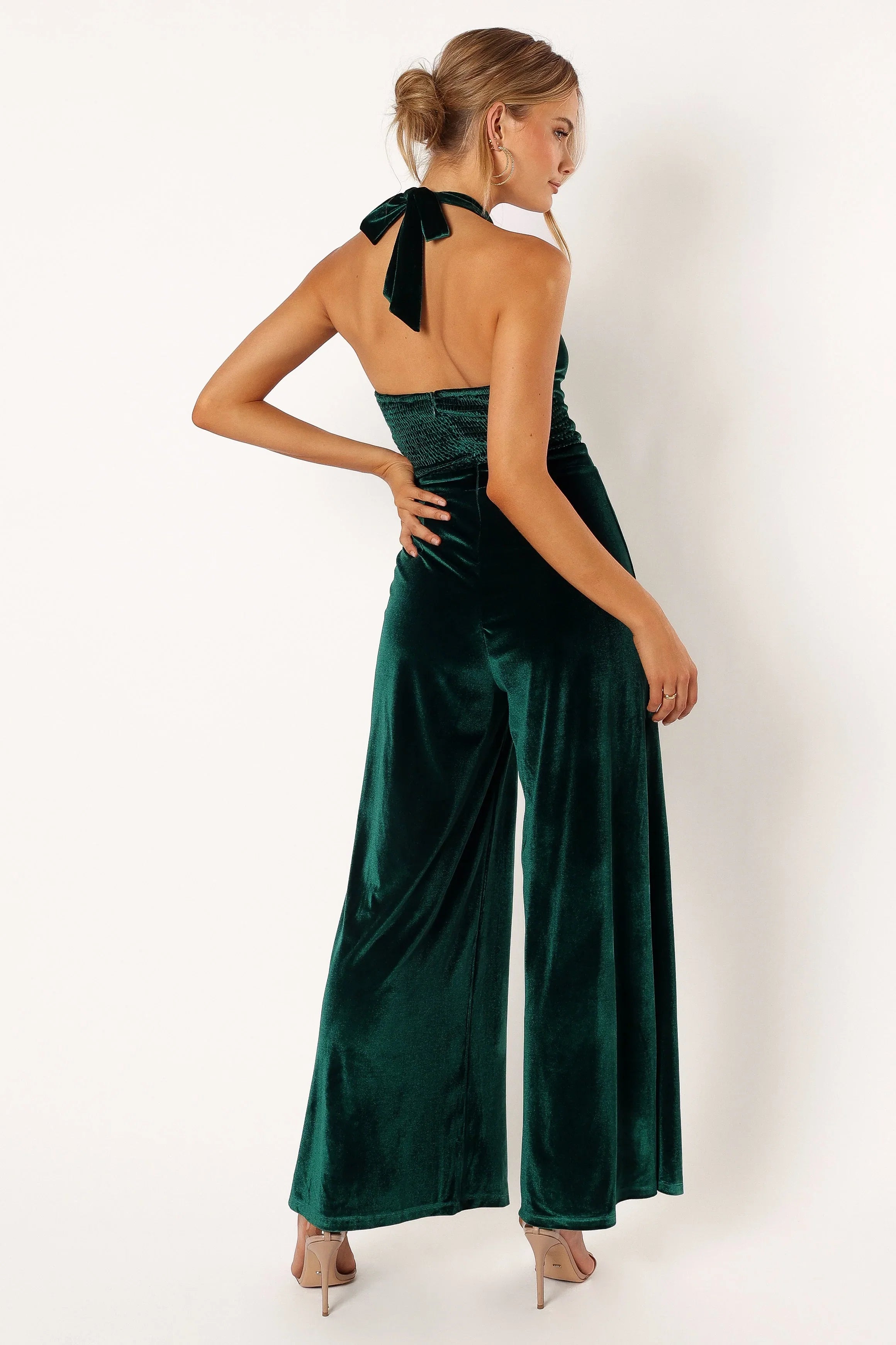 Aria Velvet Jumpsuit Emerald