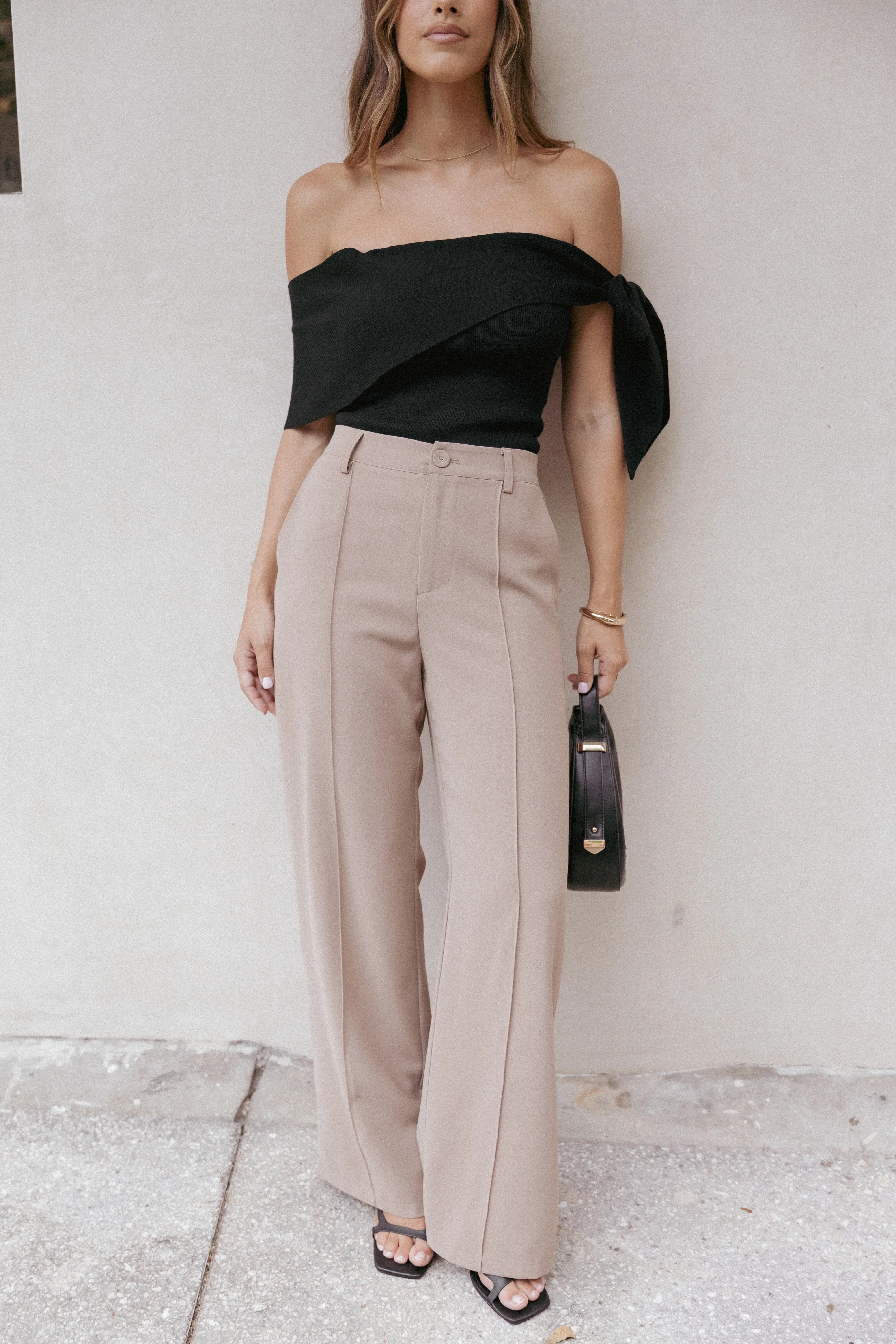 Charama Off Shoulder Knit Top Black