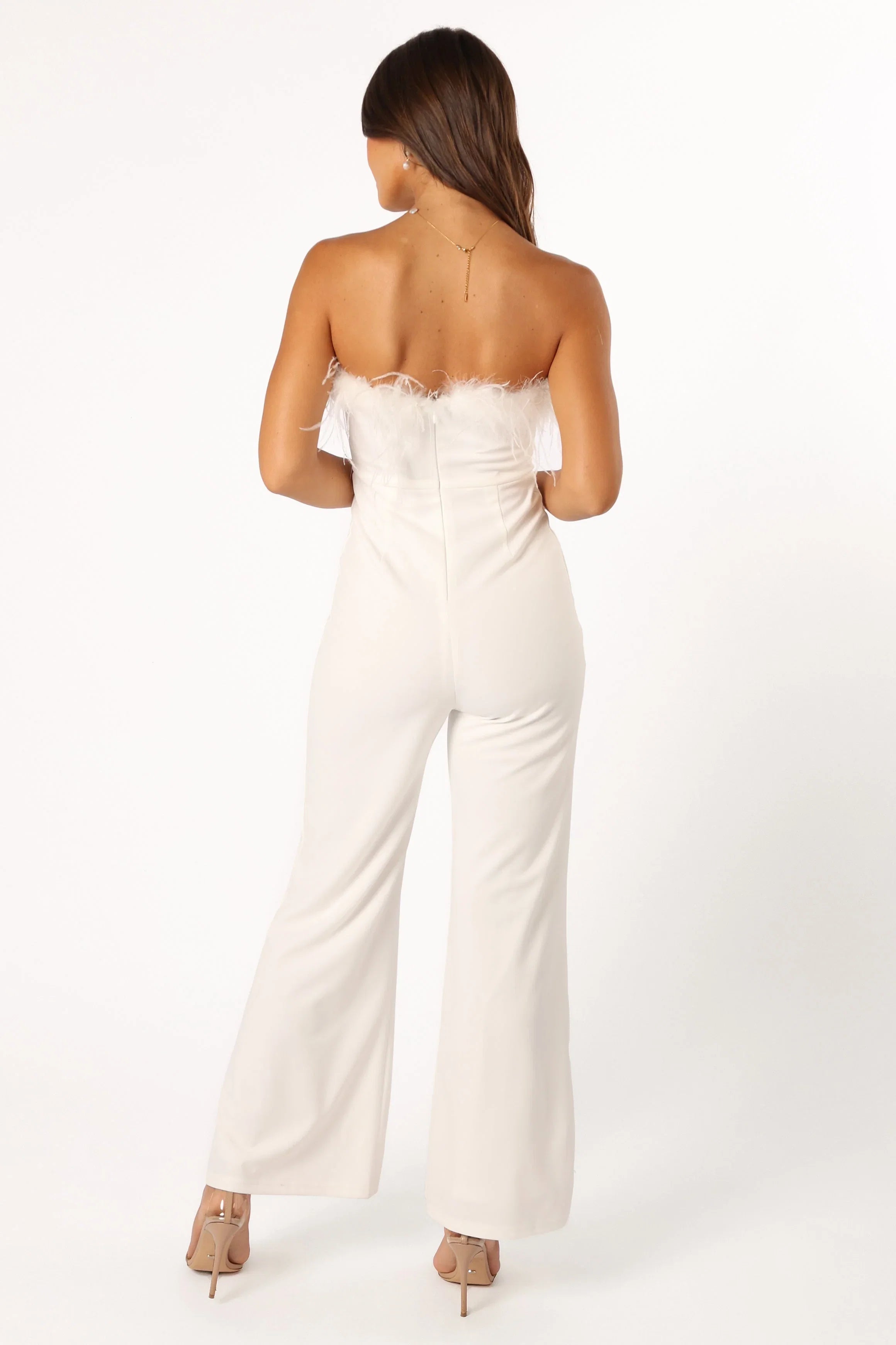 Louise Feather Trim Jumpsuit White