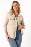 Hailee Long Sleeve Button Down Top Oatmeal