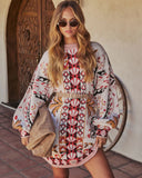 End of Light Abstract Print Mini Sweater Dress
