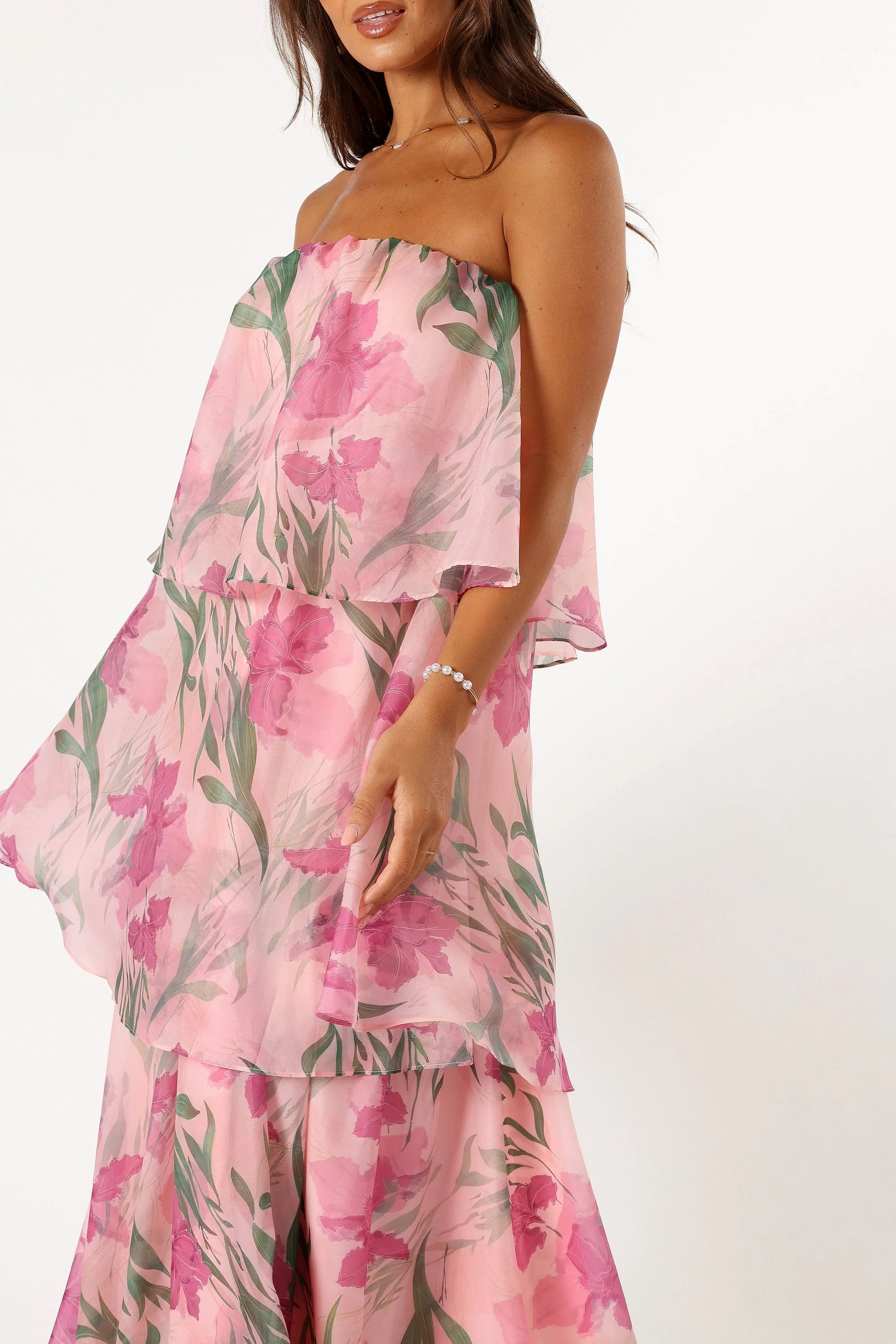 Bloom Strapless Maxi Dress Pink Floral