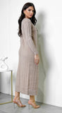 Fia Cardrigan Midi Dress Set Beige