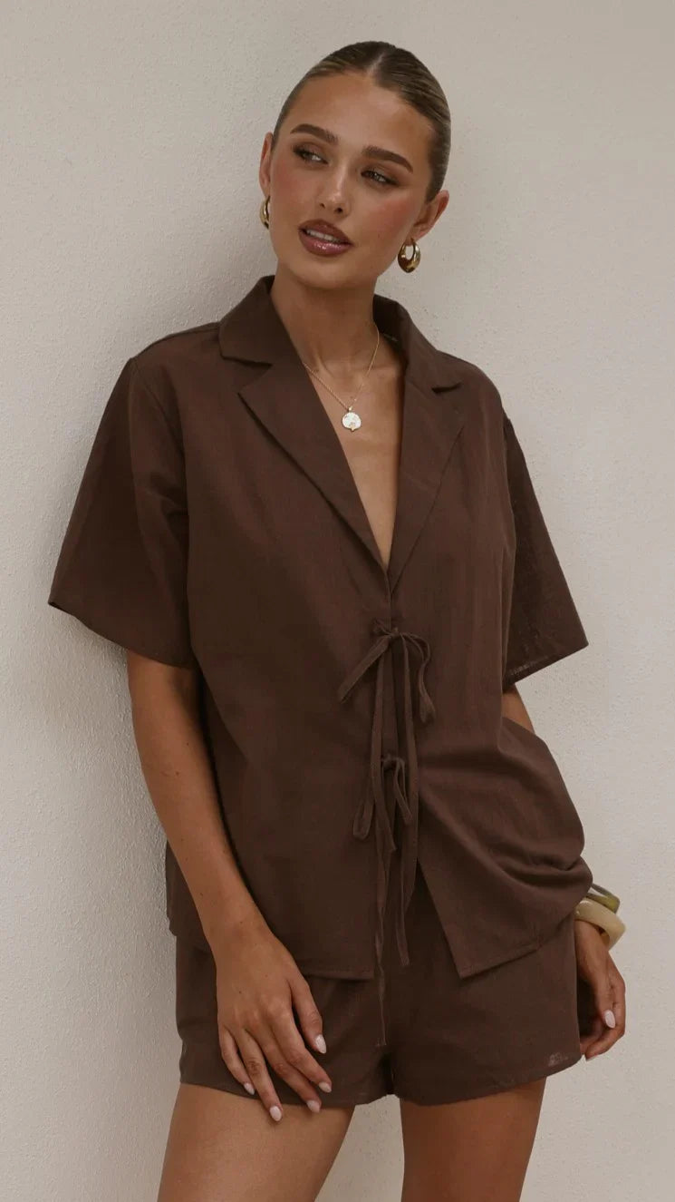 Vesper Top and Shorts Set Chocolate