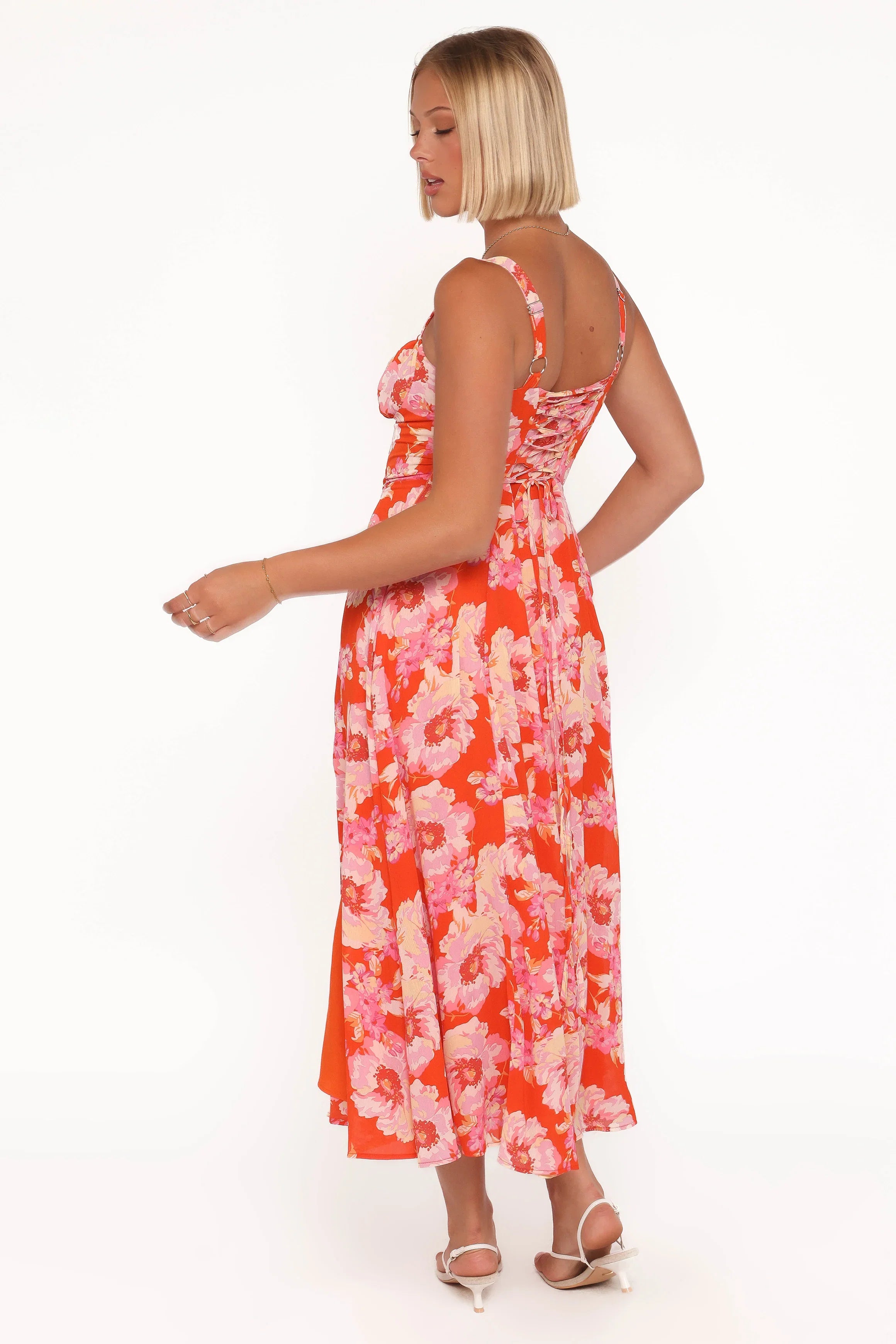 Elodie Midi Dress Red Floral
