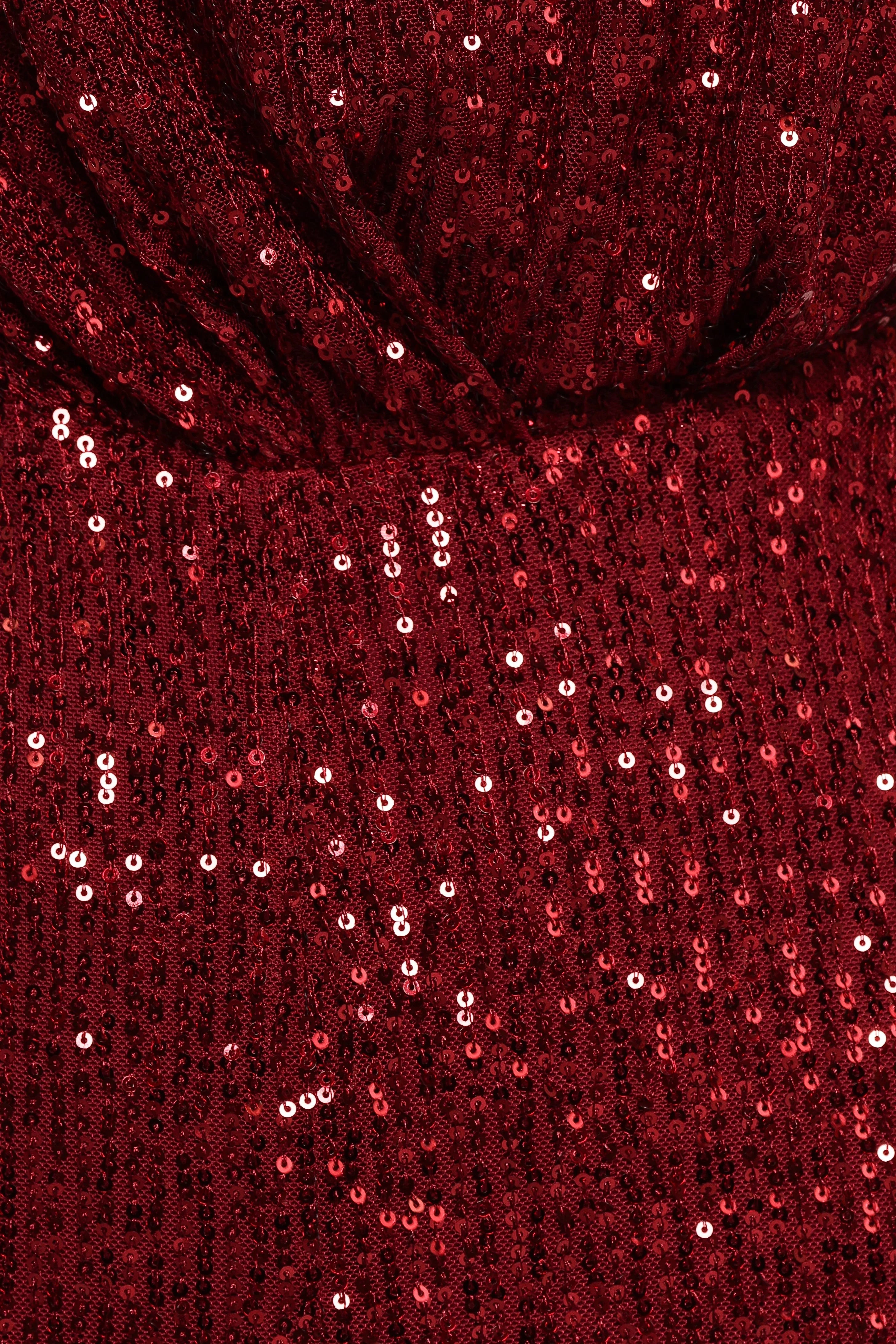 Khianna Sequin One Shoulder Jumpsuit Red