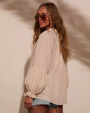 Armen Tassel Tie Peasant Top