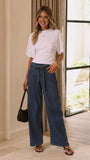 Vicky Tie Waist Straight Leg Jeans Dark Wash