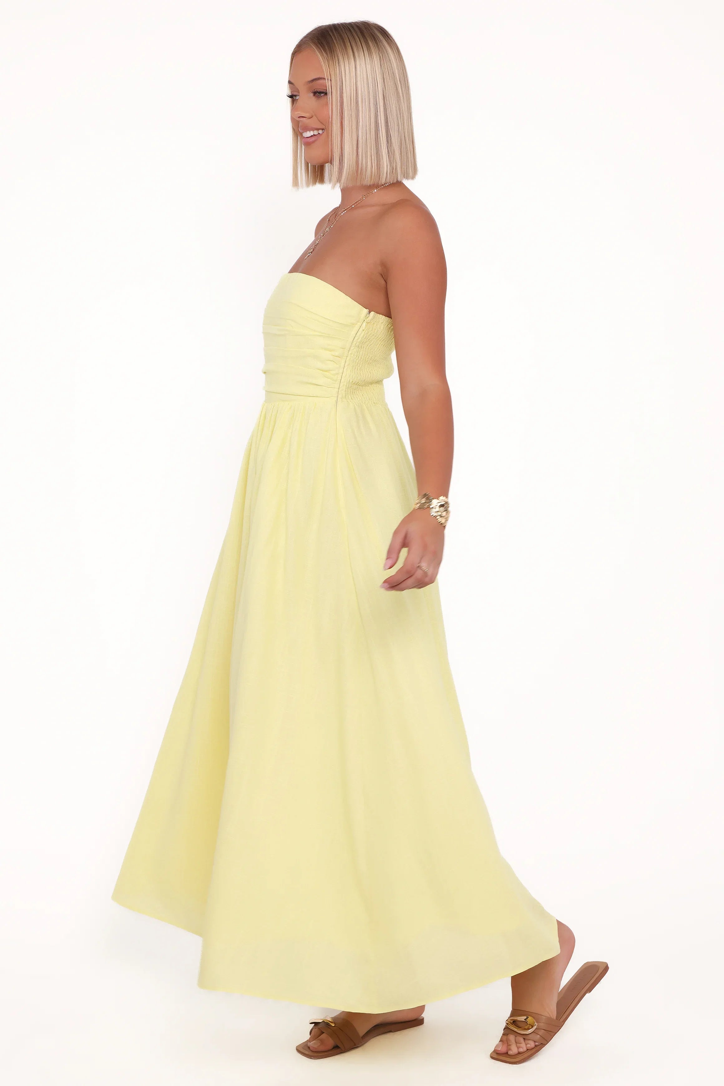 Kayt Strapless Dress Butter Yellow