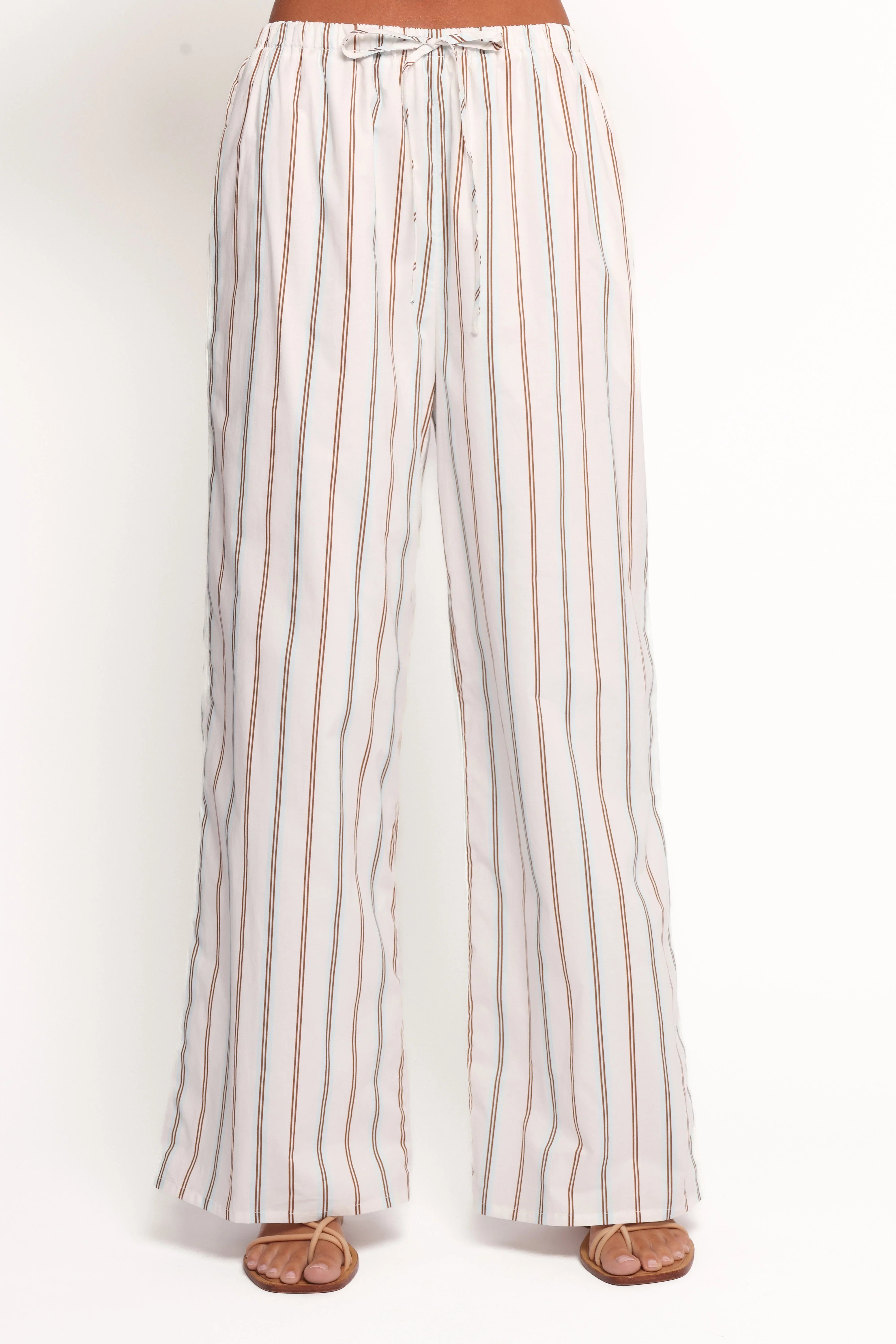 Ember Cotton Pants Blue Brown Stripe