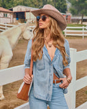 Boardwalk Cotton Blend Vintage Button Down Top