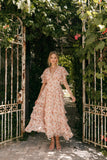Wendi Ruffle Dress Dark Peach Floral