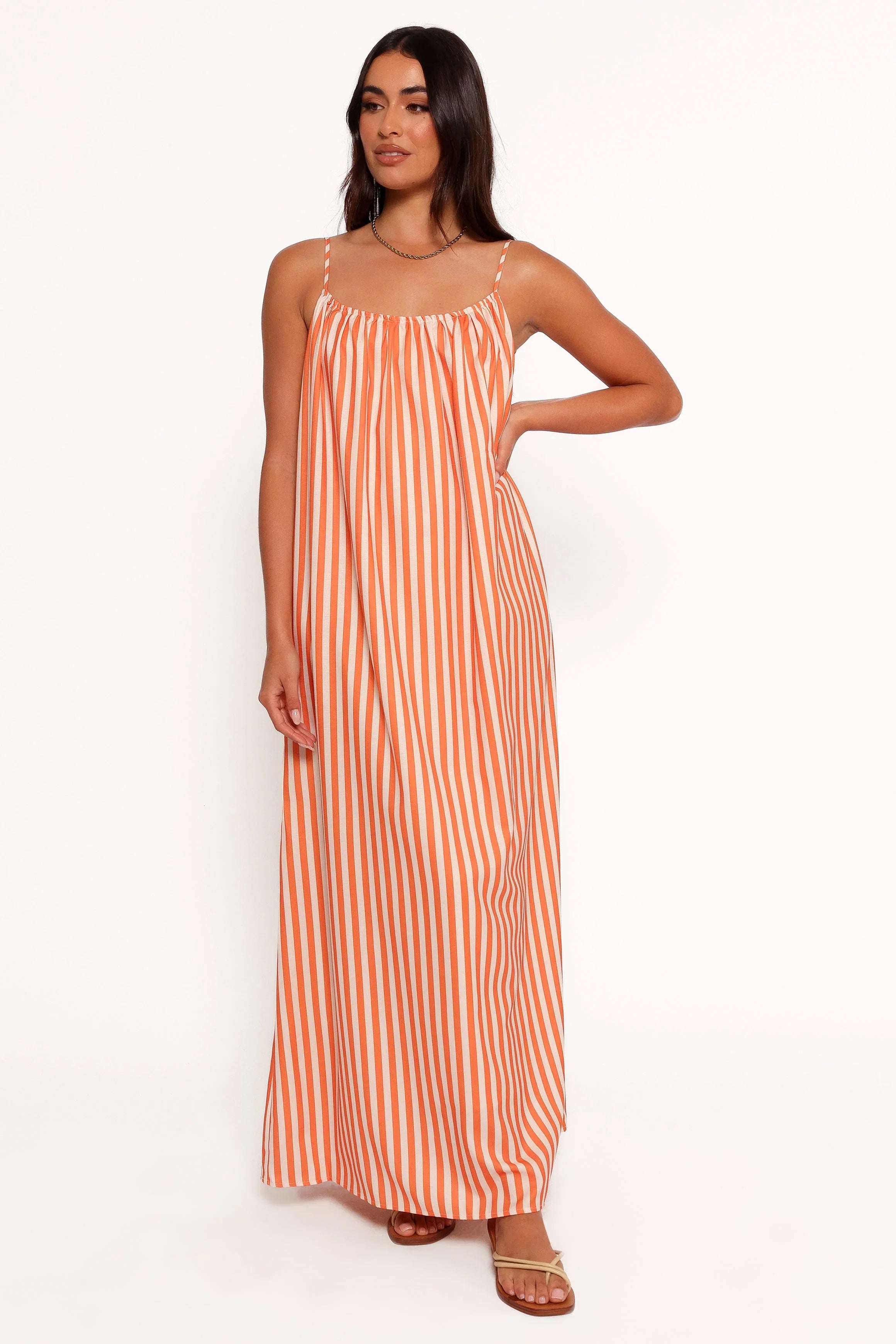 Lumina Maxi Dress Orange Beige Stripe