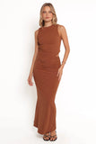 Elowen Asymmetric Skirt Set Brown