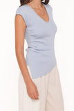 Tori Side Cinch Knitted Top Light Blue