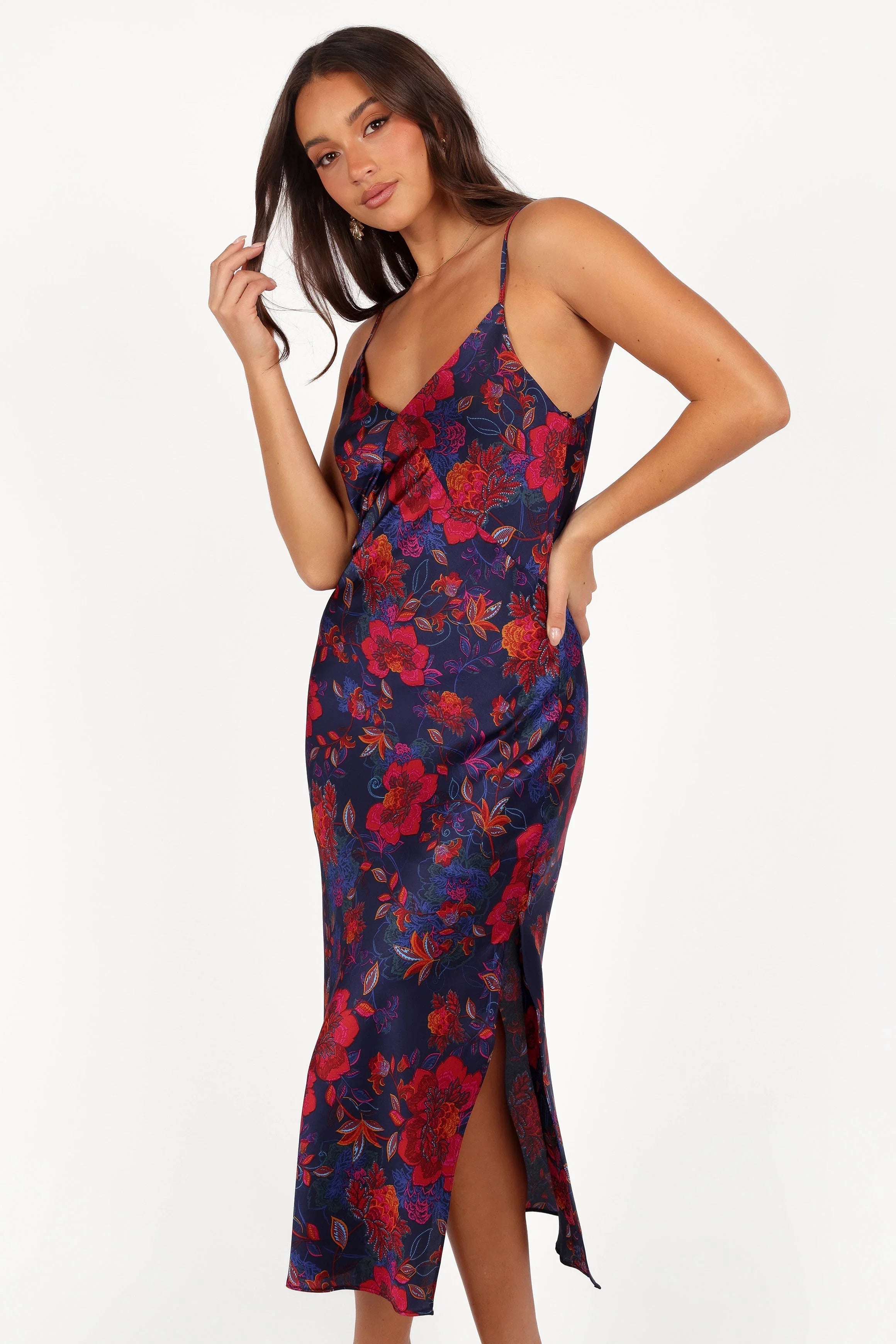Lenore Midi Dress Midnight Pomegranate