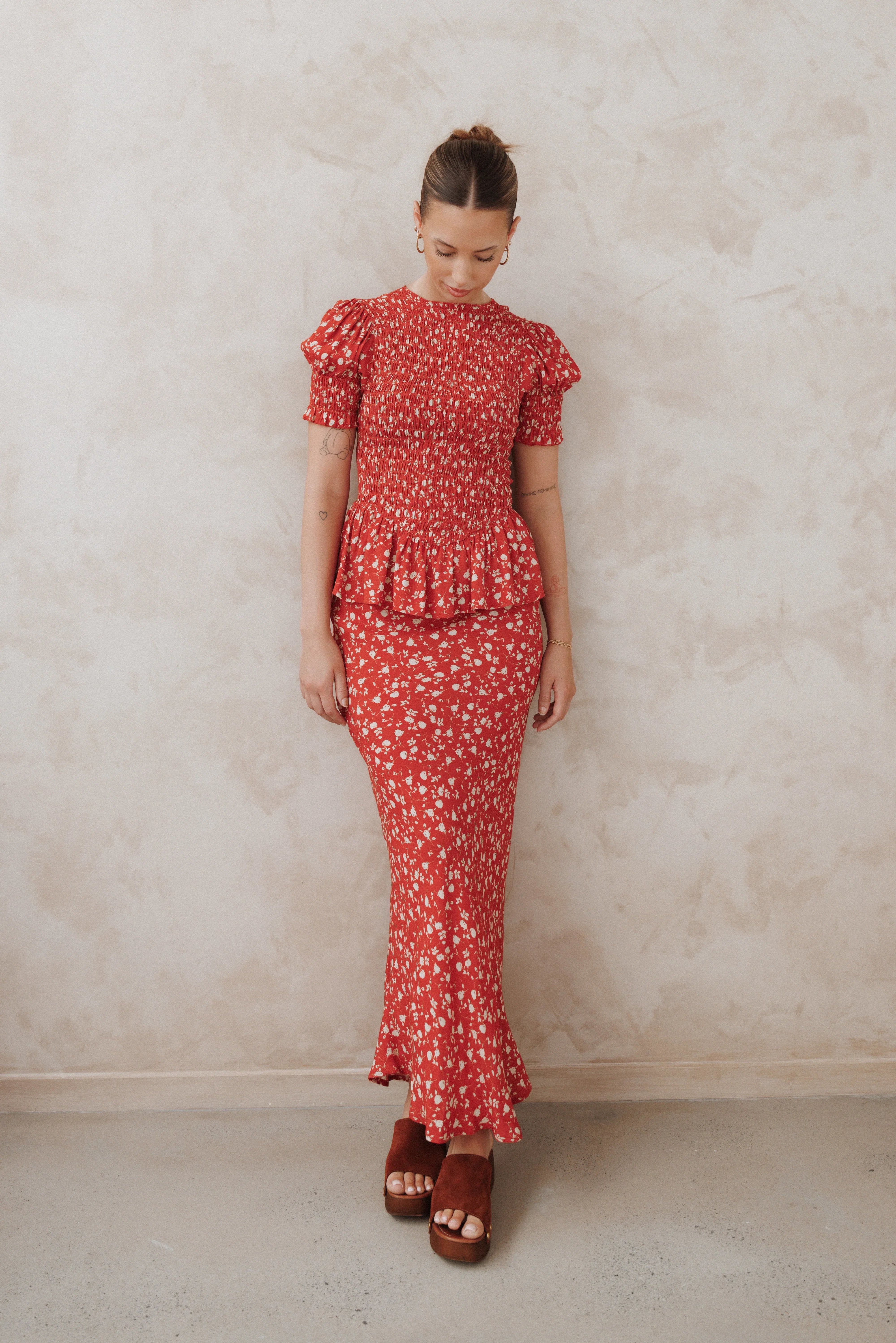 Zoella Maxi Skirt Red Floral