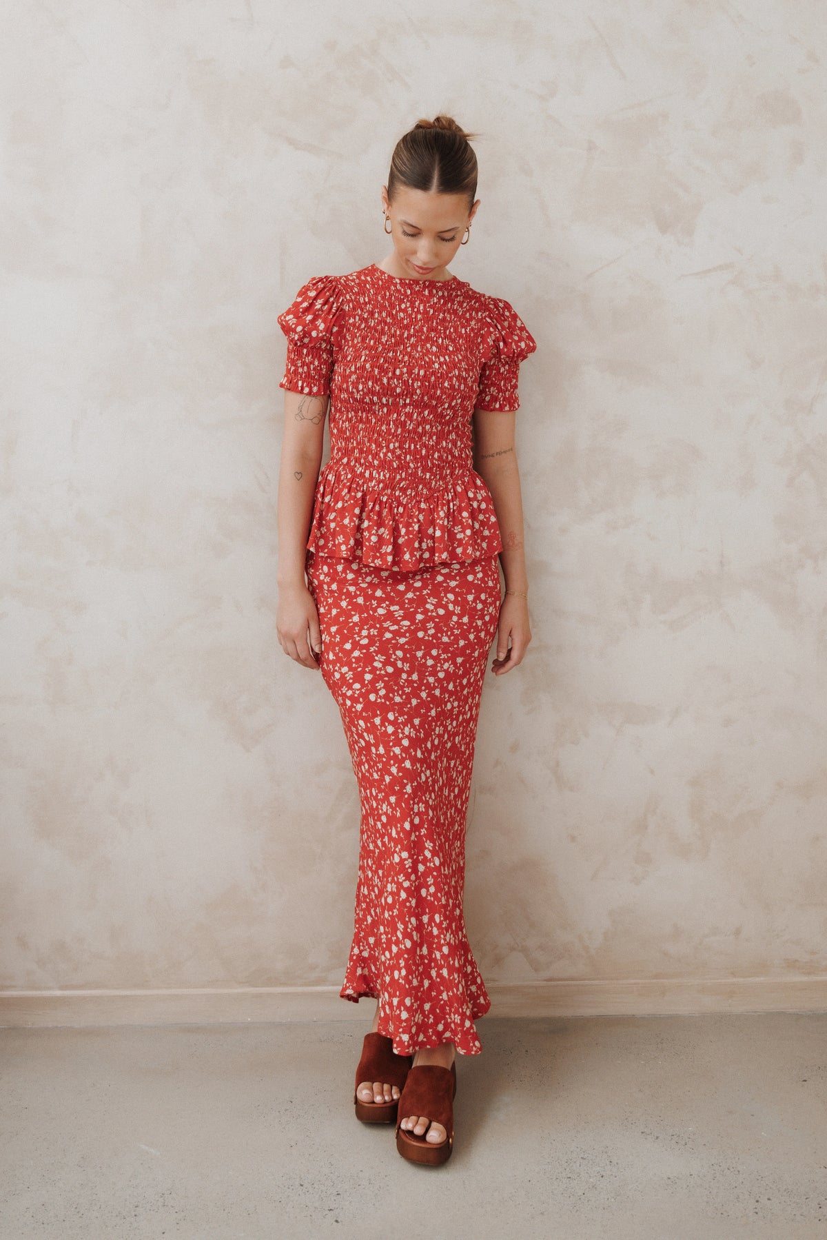 Zoella Maxi Skirt Red Floral