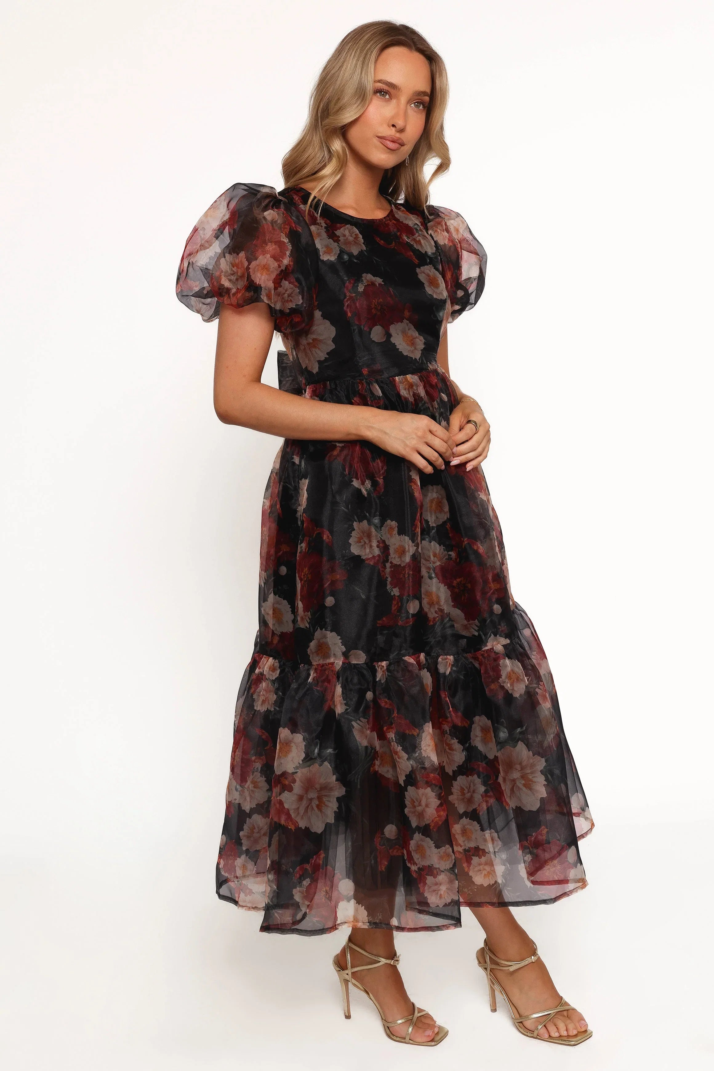 Elspeth Midi Dress Black Floral
