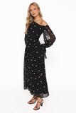 Levine Maxi Dress Black Polka Dot