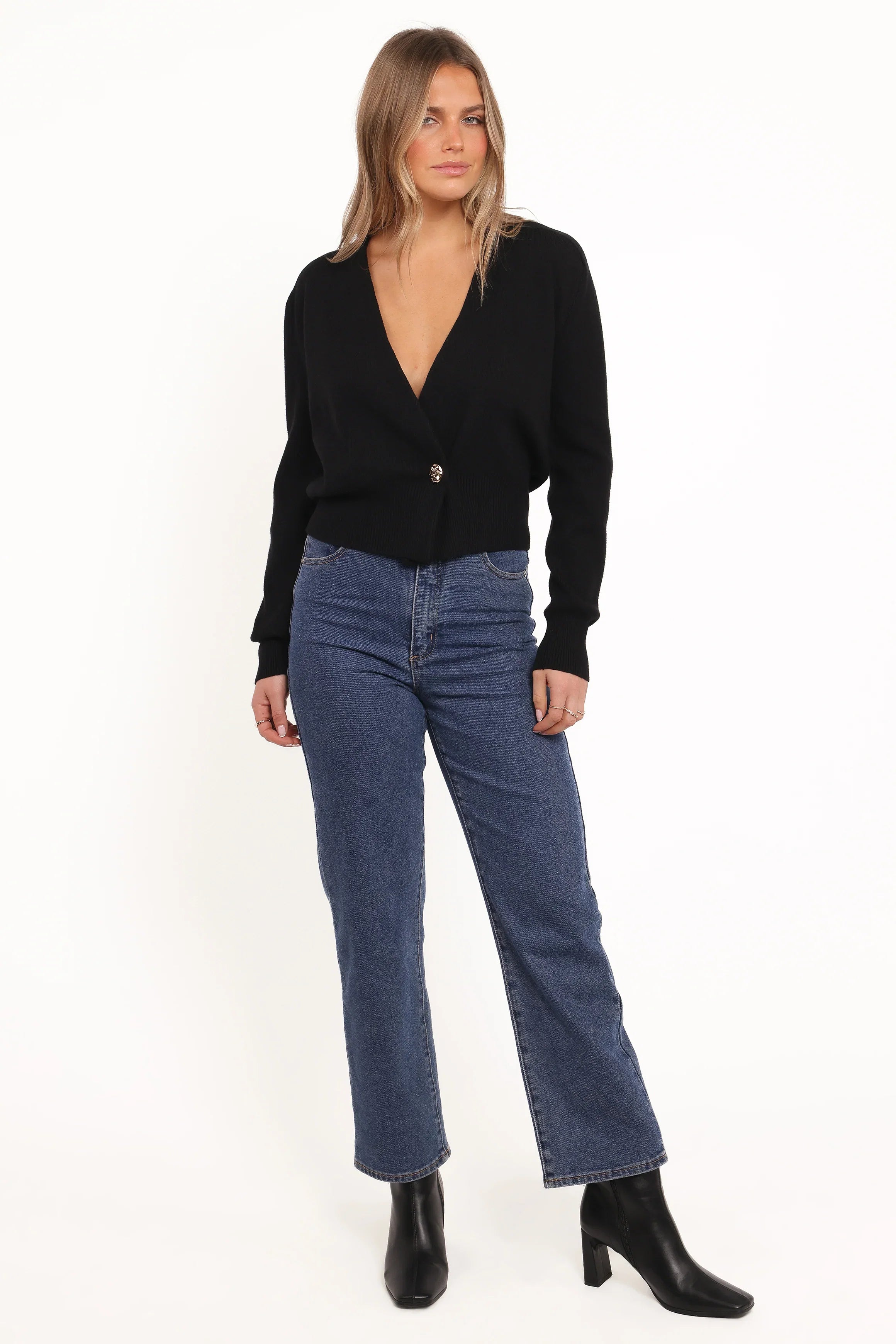 Caterina Button Cardigan Black