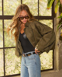 Maple Mornings Suede Bubble Hem Bomber Jacket