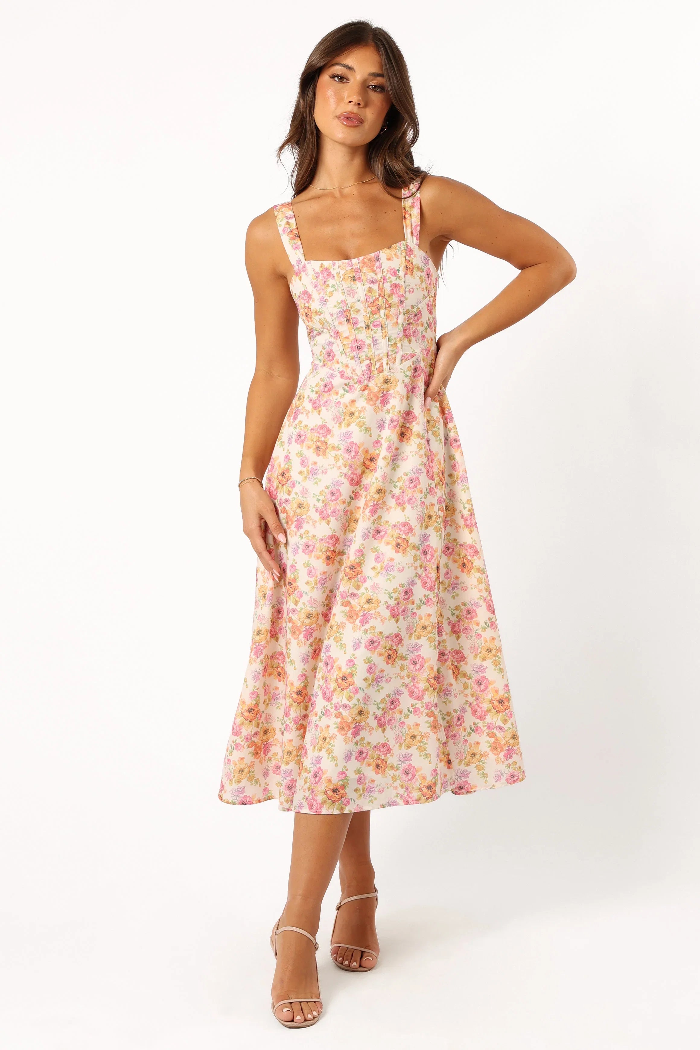 Cosima Midi Dress Pink Floral