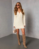 Solvayne Cable Knit Mini Sweater Dress