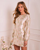 Brunch Bound Socialite Floral Brocade Mini Dress
