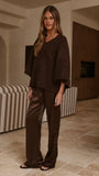 Paisley V Neck Knit Chocolate