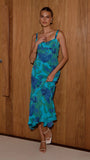 Margo Midi Dress Blue Green Floral
