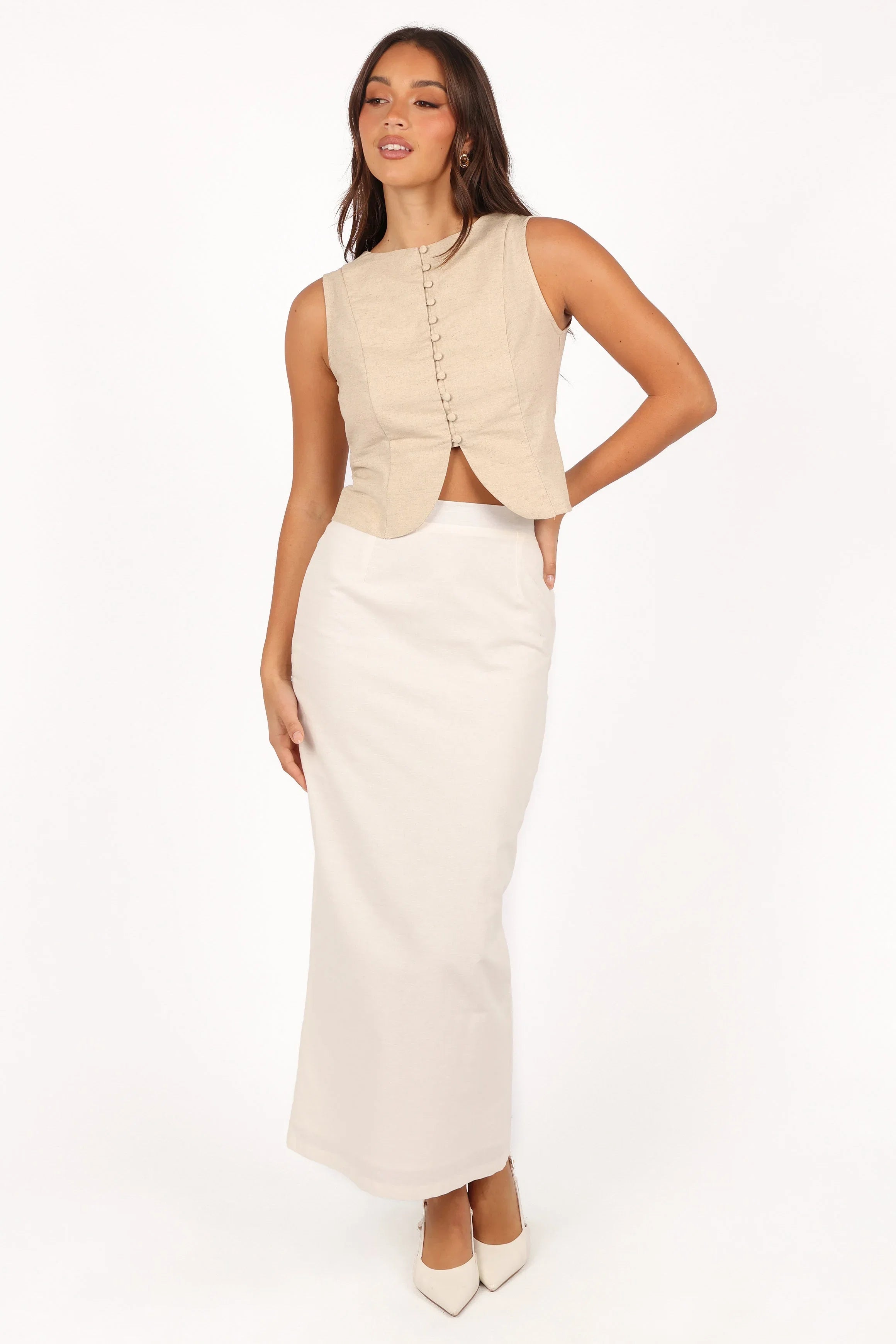 Daniella Linen Vest Oatmeal