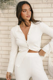Aylia Ribbed Knit Set Off White