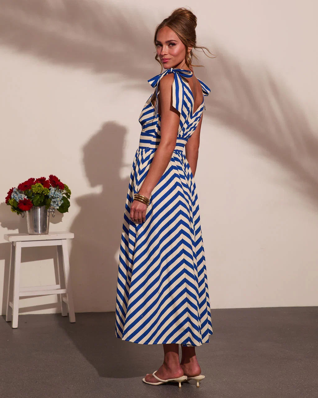 Deckside Muse Cotton Striped Maxi Dress
