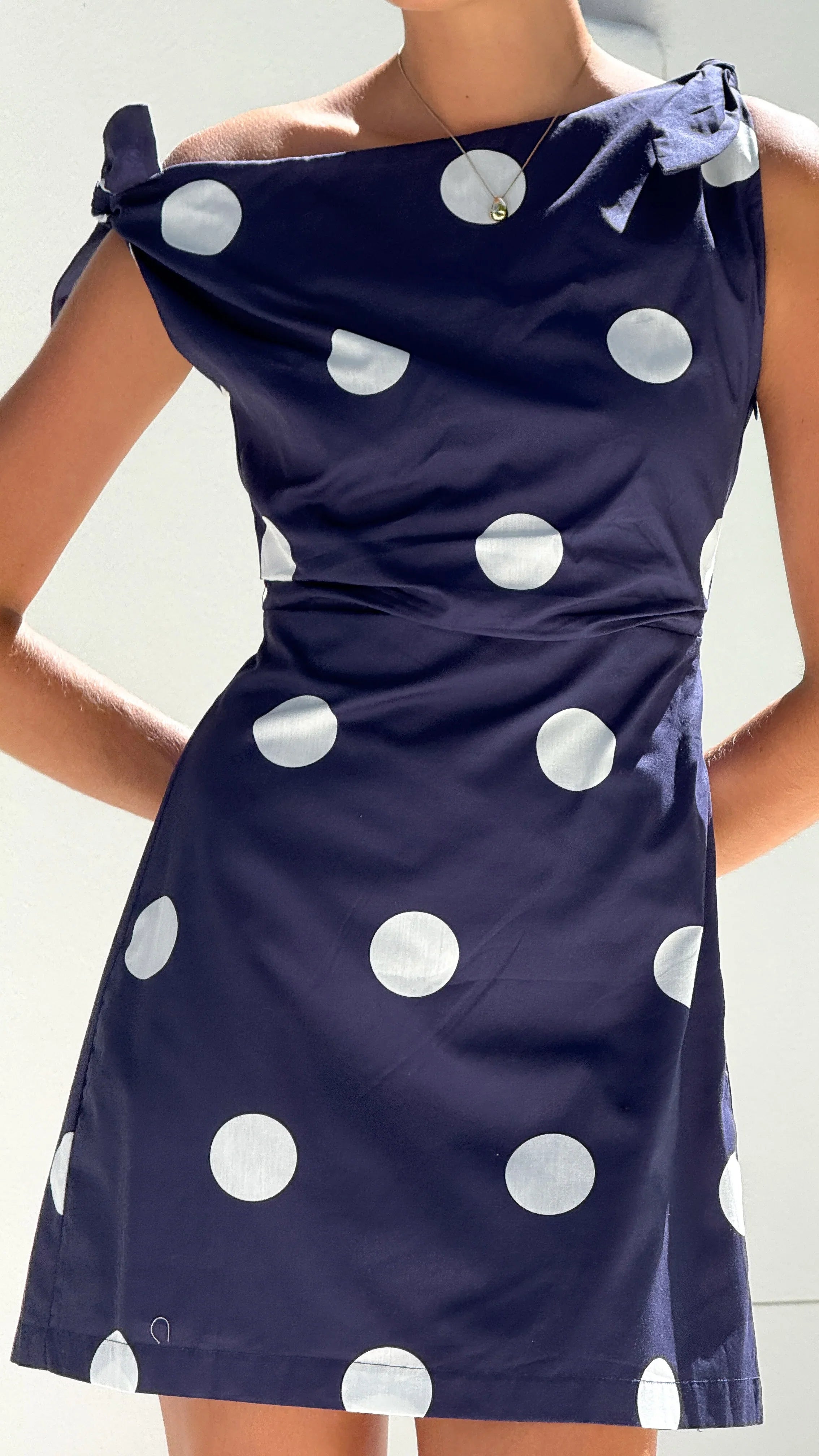Ebbe Mini Dress Navy White Polka