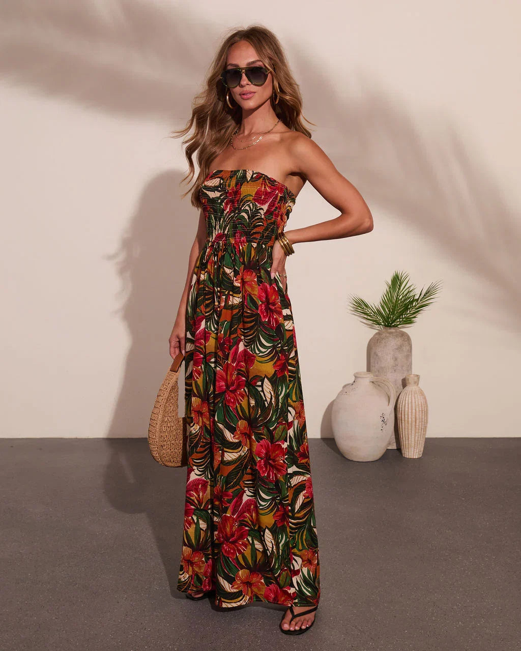Markey Abstract Strapless Jumpsuit